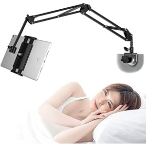 ASWINN Tablet Stand, Adjustable ipad Stand for Bed, Carbon Steel Stand with 360° Rotation, Flexible Tablet arm Stand Compatible with iPad Pro, iPad, Galaxy Tab, iPhone&4.5~12.9 Inch Devices (Black)