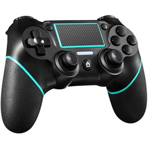 Deeptick Replacement for PS4 Controller Wireless Gamepad Compatible with P4/Pro/Slim/PC with Motion Motors and Audio Function, Mini LED Indicator, USB Cable and Anti-Slip