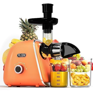 FEZEN Cold Press Juicer, Juicer Machines Vegetable and Fruit, Cold Press Electric Juicer Machines with High Juice Yield, Easy to Clean Masticating Juicer for Nutrient Fruit and Vegetables, Pure Juice, Quiet Motor
