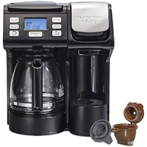 Hamilton Beach 49902 FlexBrew Trio 2-Way Coffee Maker, Compatible with K-Cup Pods or Grounds, Combo, Single Serve & Full 12c Pot, Black - Fast Brewing