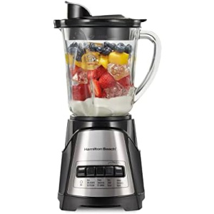 Hamilton Beach Power Elite Wave Action Blender-for Shakes and Smoothies, Puree, Crush Ice, 40 Oz Glass Jar, 12 Functions, Stainless Steel Ice Sabre-Blades, Black (58148A)