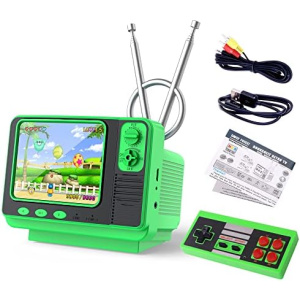 Retro Video Games Console for Kids Adults Built-in 308 Classic Electronic Game 3.0'' Screen Mini TV Games Console Support TV Output and USB Charging Birthday Xmas Gift for Boys Girl 4-12 (Green)