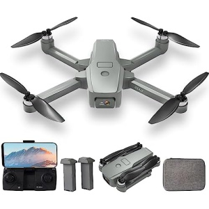 Brushless Motor Drones with 2 Cameras 40KM/h MAX Wind Resistance Class 4 for Adults 5GHz WIFI FPV Drone with HD Camera RC Quadcopter for Beginners 2 Batteries 30 Minutes idea16 UAV Grey