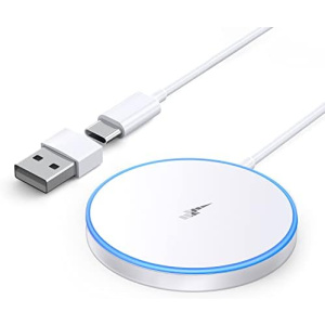 Magnetic Wireless Apple Mag-Safe Charger for iPhone 15/14/13/12 Series, AirPods 3/2/Pro - LED Magnet Pad With Dual Charging Ports