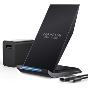 NANAMI Fast Wireless Charger with USB Phone Charger, Qi Certified Charging Stand with QC3.0 Adapter 7.5W Compatible iPhone 15/14/13/12/11,10W for Samsung Galaxy S24/S23/S22/S21/S20/S10/Note 20