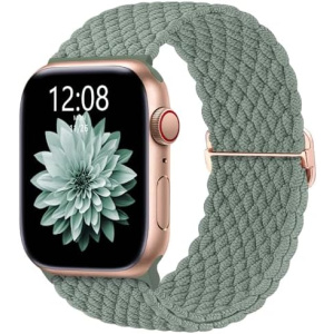 Stretchy Braided Solo Loop Straps Compatible with Apple Watch Bands for Women Men 40mm 44mm 45mm 41mm 42mm 38mm 49mm, Elastic Nylon Sport Wristband for iWatch Correa Series 9 8 7 6 5 4 3 2 SE