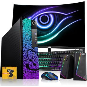 TechMagnet M83 Cobra Edition Desktop – Intel Core i7 | 16GB DDR4 Ram | 512GB SSD | New 24 Inch Curved Monitor | Win 10 Pro – Computer Tower for PC Gamers (Renewed)