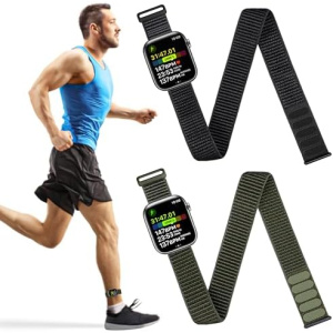 2 Pack Ankle/Arm Band Compatible with Apple Watch 49mm 46mm 45mm 44mm 42mm 41mm 40mm 38mm, Breathable Nylon Armband for IWatch SE Ultra Series 10 9 8 7 6 5 4 3 2 1, Stretchy Ankle Strap for Women Men