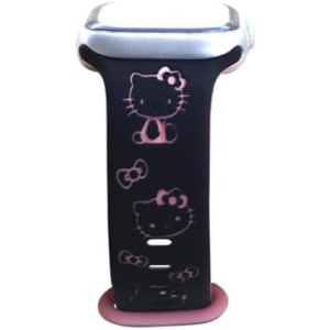 Cute Cartoon Two-Tone Engraved band Compatible with Apple Watch Bands 40mm 41mm 44mm 45mm 42mm 49mm 38mm Women, Soft Silicone Strap for iWatch Series 9 8 7 6 5 4 3 2 1 SE