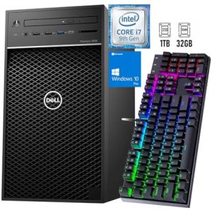 Dell Precision 3630 MT Mini Tower Desktop, Intel Core 9th Gen i7-9700, AMD Radeon RX 550 GDDR5 Graphics Card for Gaming, Business, 32GB RAM, 1TB SSD, WiFi, BT, RGB Keyboard, Win10 pro (Renewed)