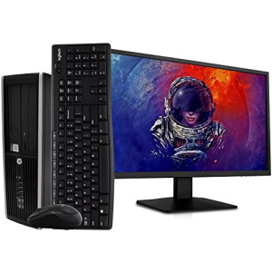 HP Elite Desktop PC Computer | Intel Quad-Core i5 | 8GB Ram | 1TB HDD | 24 Inch LCD Monitor (1080p HDMI) | Wireless Keyboard and Mouse | WiFi + Bluetooth | Windows 10 (6200) (Renewed)