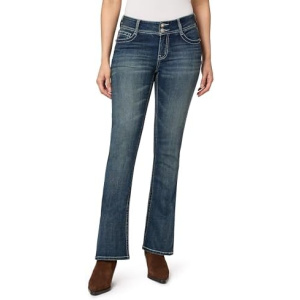 WallFlower Women's Luscious Curvy Bootcut Mid-Rise Bling Insta Stretch Juniors Jeans (Standard and Plus)