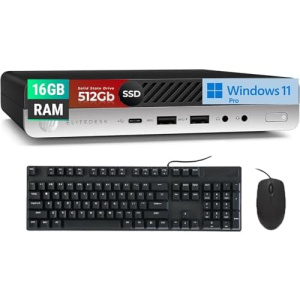 HP EliteDesk 800 G5 Mini Business Desktop PC, Core i7-9700T up to 4.3GHz, 16GB DDR4 RAM, 512GB SSD, Keyboard and Mouse, WiFi, Windows 11 Pro (Renewed)