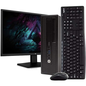 HP ProDesk 600G1 Desktop Computer PC, Intel Quad-Core i5, 500GB HDD Storage, 4GB DDR3 RAM, Windows 10 Home, DVD, WiFi, New 24in Monitor, Wireless Keyboard and Mouse (Renewed)