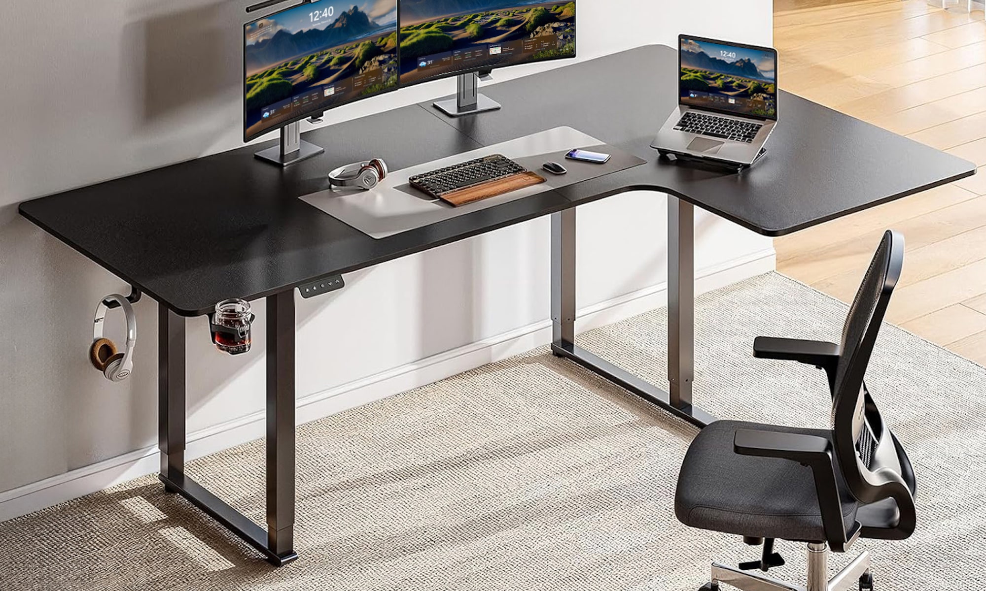 Meet the L-Shaped electric standing desk built for real work (and real life)